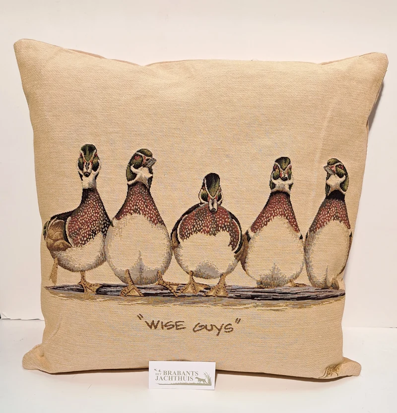 Gobelin kussen Wise Guys Ducks, beige