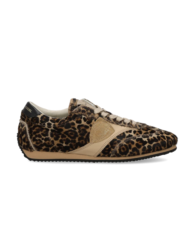 Sneakers Planche Women, Black Beige Animal-Print