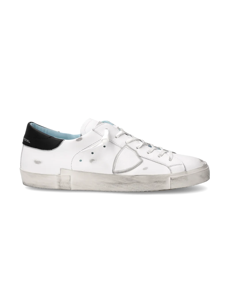 Men's Prsx Low-Top Sneakers in Leather, White Black