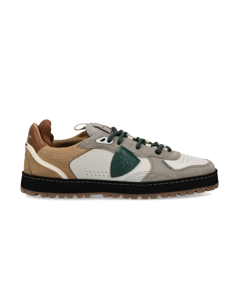 Sneakers Pgal Men, White Beige Green