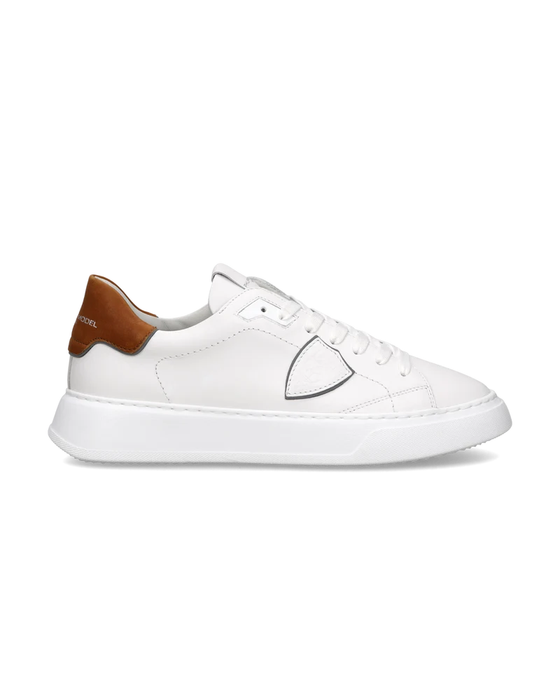 Sneakers Temple Tennis Men, White Cognac