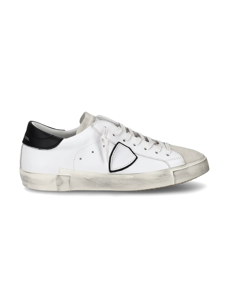 Men's Prsx Low-Top Sneakers in Leather, White Black
