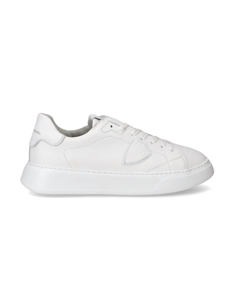 Men's Temple Low-Top Sneakers in Leather, White
