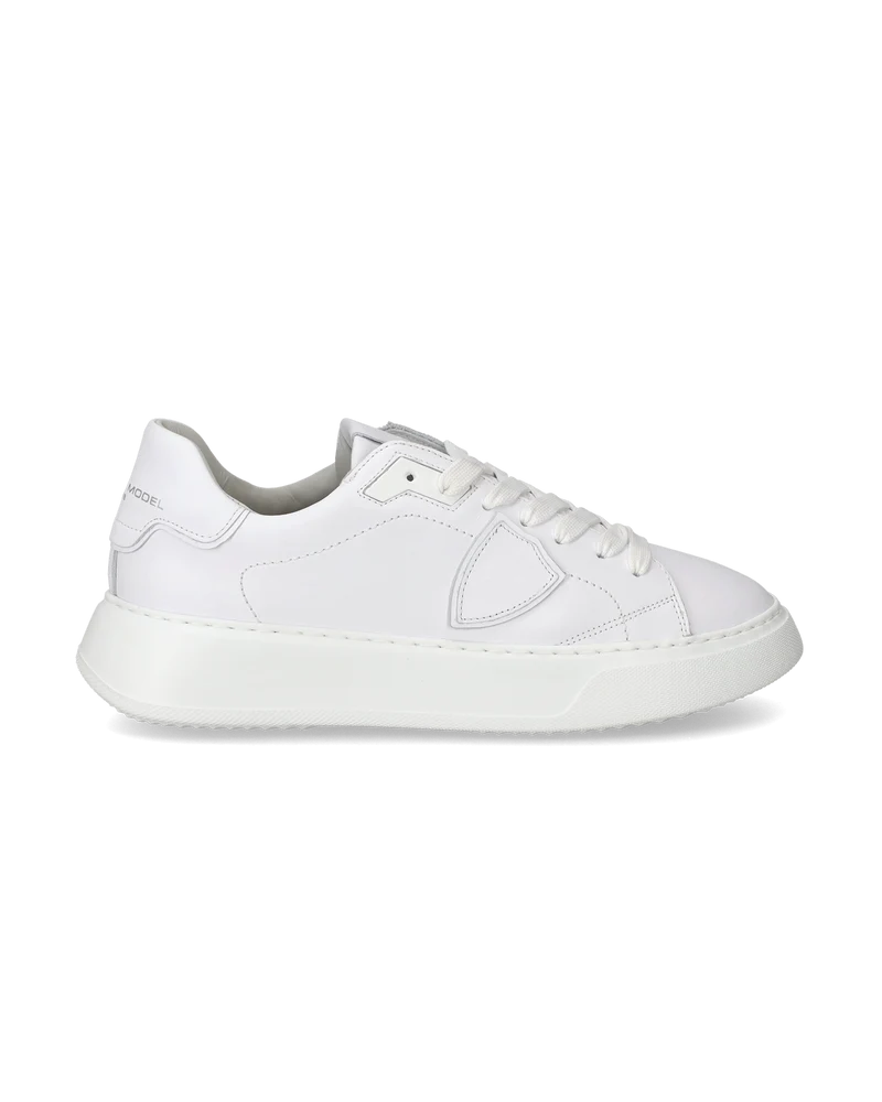 Women's Temple Low-Top Sneakers in Leather, White