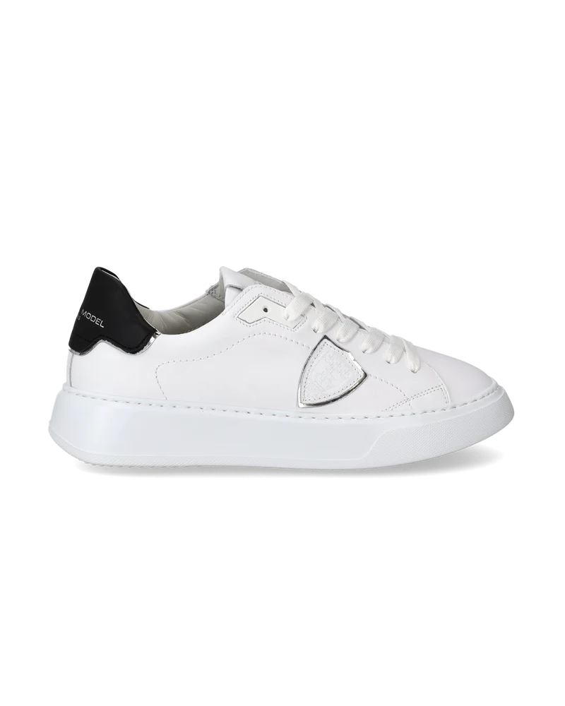 Women's Temple Low-Top Sneakers in Leather, White Black