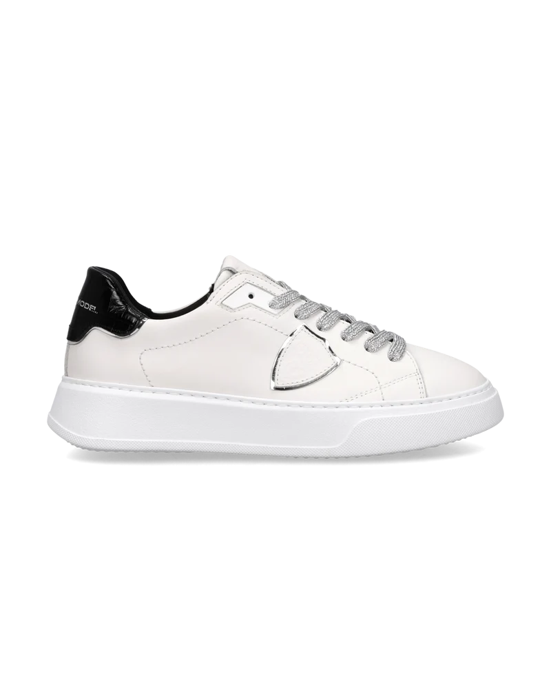 Sneakers Temple Women,, White Black Silver