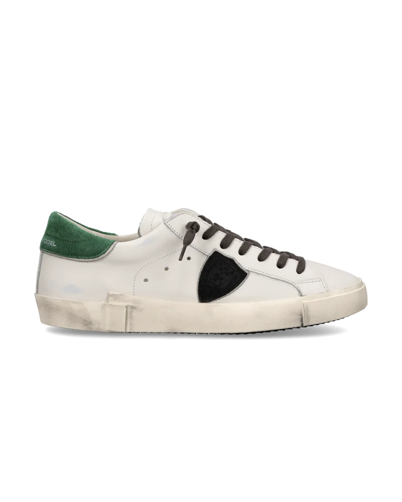 Sneakers Prsx Men with Smooth Suede spoiler, White Bottle Green