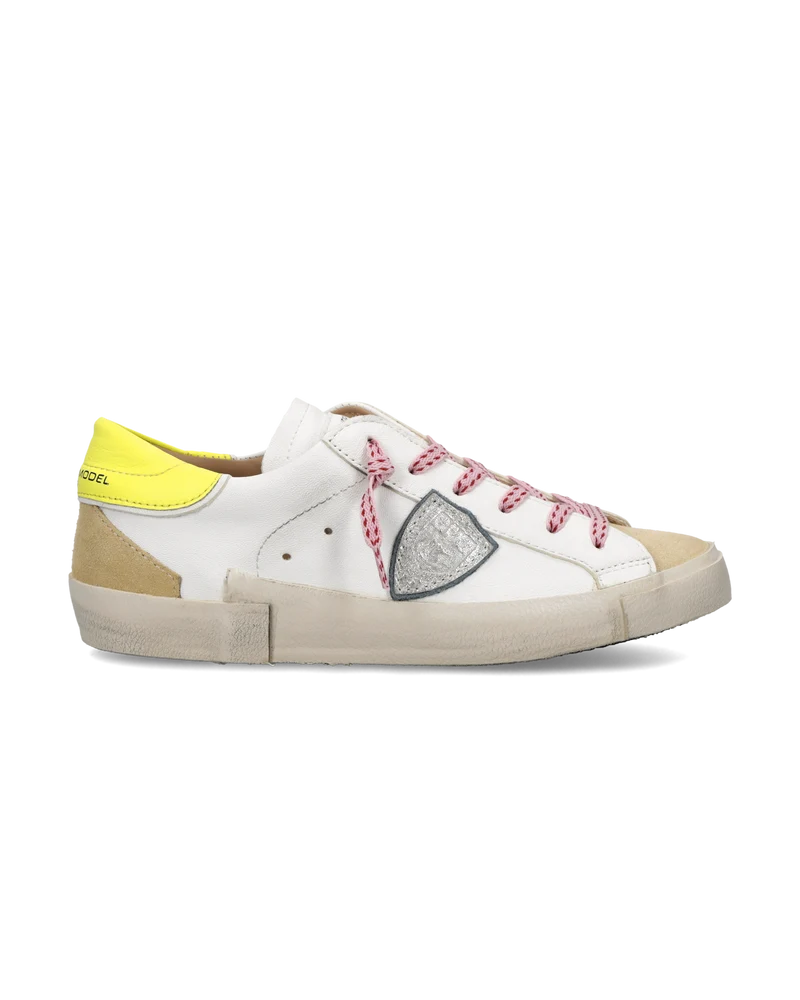 Sneakers Prsx Women, White Beige Neon Yellow