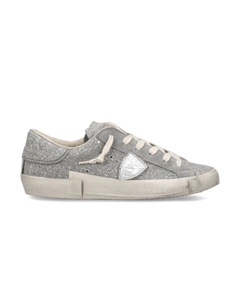 Sneakers Prsx Women with glitter upper, Silver