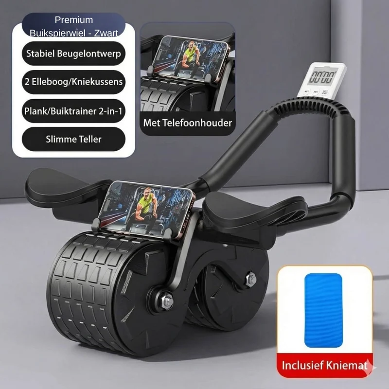 Buikspier Trainer - Abdominal Trainer Voor Thuis Fitness - AbWheel Pro