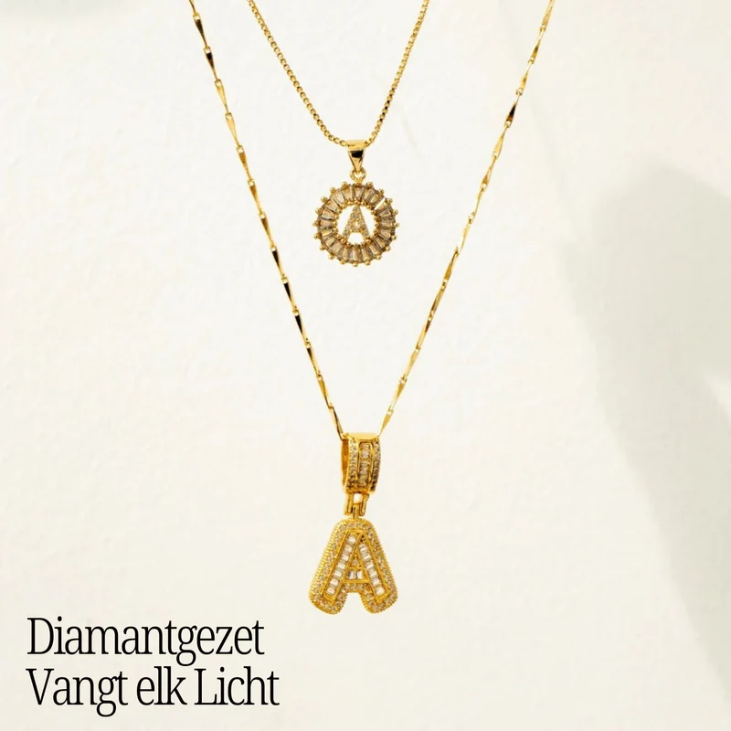 GemLetter Ketting - Initiaal Hanger met Luxe Glans
