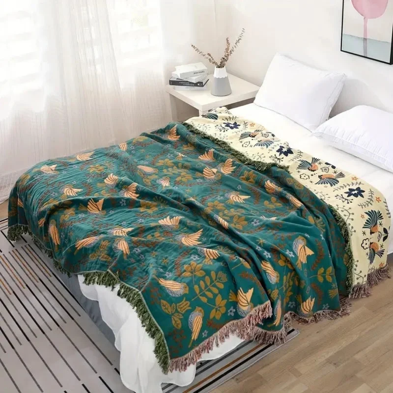 Katoenen Deken - Omkeerbaar Scandinavisch Design Met Franjes