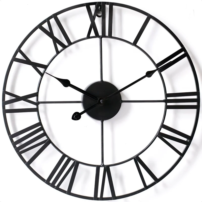 Wandklok Industrieel - Stil uurwerk - Moderne wandklok - Metaal - 70 cm - Zwart