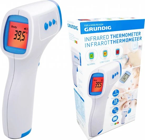 Grundig Infrarood koortsthermometer Wit/lichtblauw