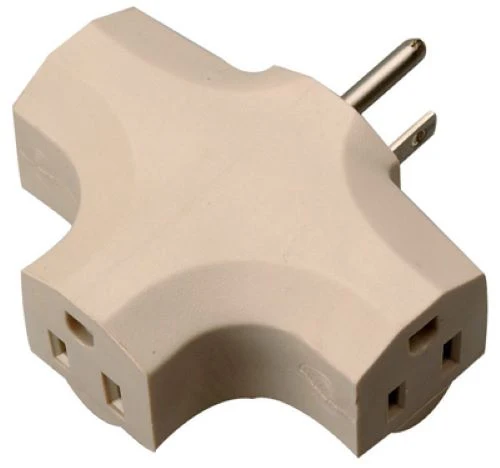 Master Electrician 09902-97ME Beige Grounded 3-Way Outlet Cube Tap Electrical Adapter Plug - Quantity of 12
