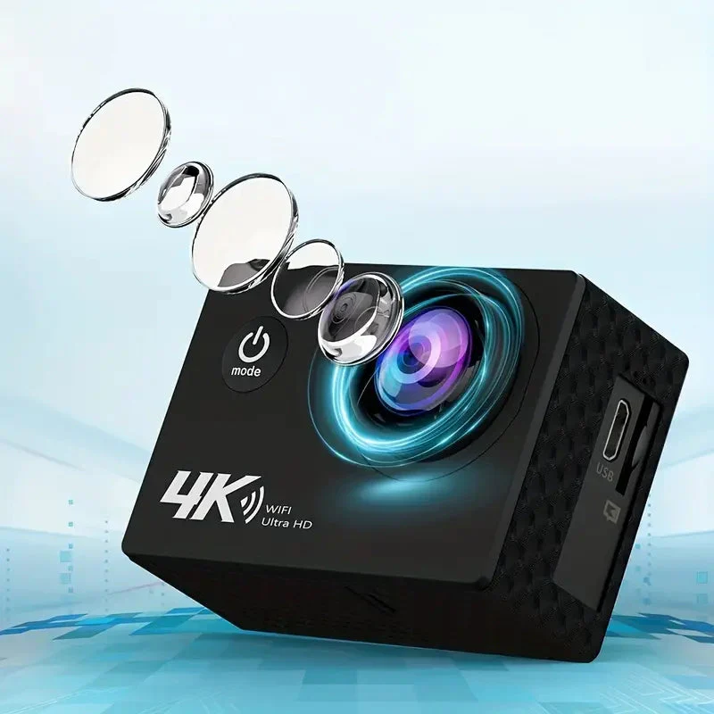 VisioCam – 4K Action Camera met Wifi & Waterproof Case – Inclusief Accessoires