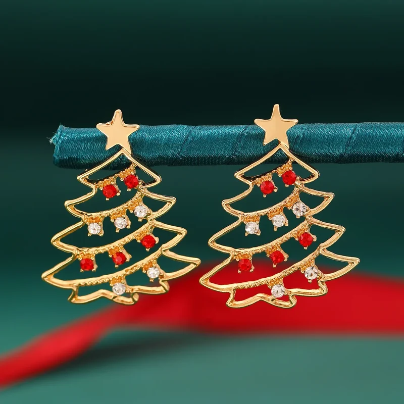 Noellea Sneeuwvlok & Kerstboom Oorbellen – Strass & Parel Design, Lichtgewicht & Feestelijk voor de Feestdagen