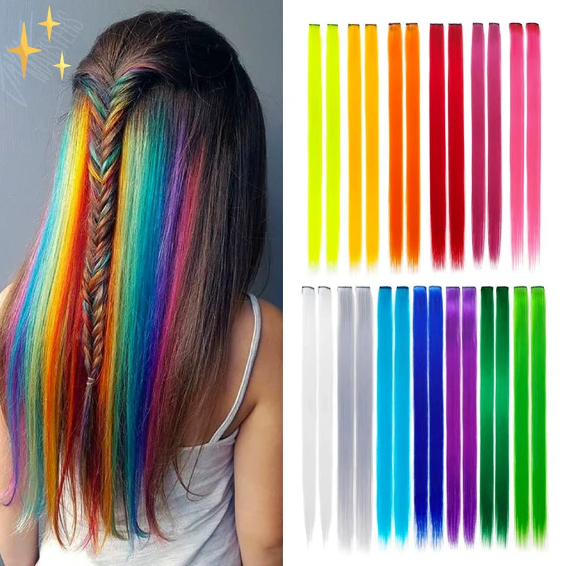 ColorLux – Clip-in Hair Extensions 26 stuks in Regenboogkleuren voor feest of Dagelijks Gebruik
