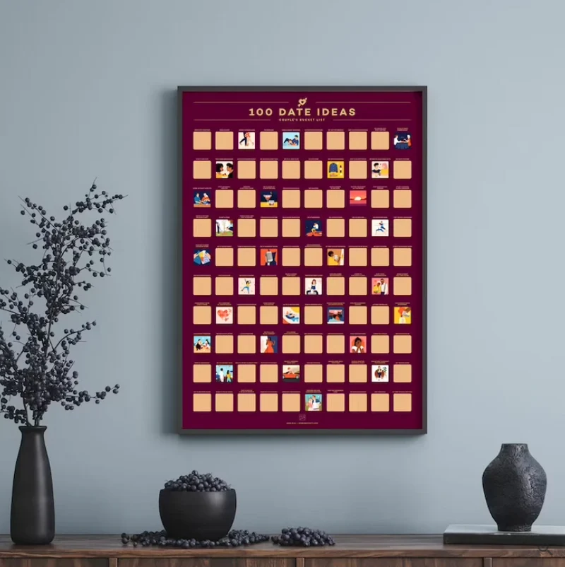 LoveQuest Date Kalender – Krasposter met 100 Unieke Date Ideeën voor Koppels en Geliefden