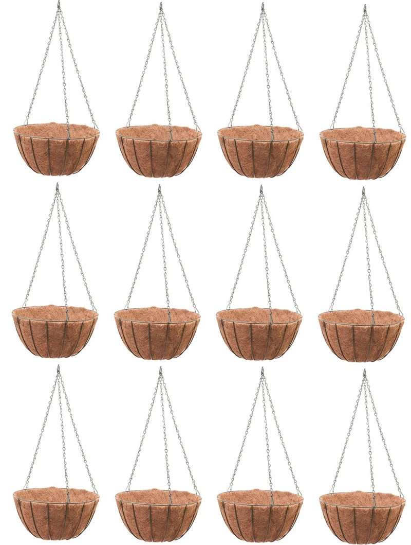 Panacea 88500GT 12" Green Round Growers Hanging Basket Pot / Planter - Quantity of 12