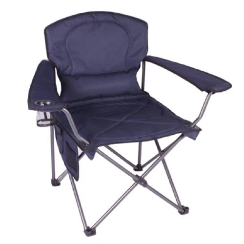 Four Seasons Courtyard HC-XLB303PDB Oversized 300 LB Capacity Blue Folding Padded Patio Arm Sports Chair - Quantity of 4