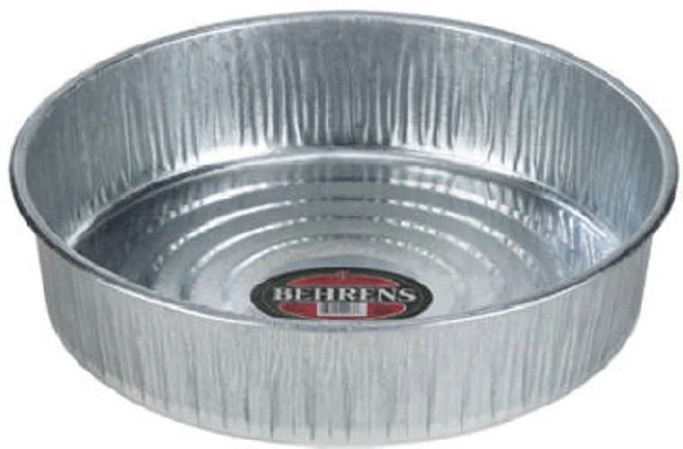 Behrens 2168 Galvanized 3.5 Gallon 16" 1 Piece Seamless Hog Pan Tray Feeders - Quantity of 24
