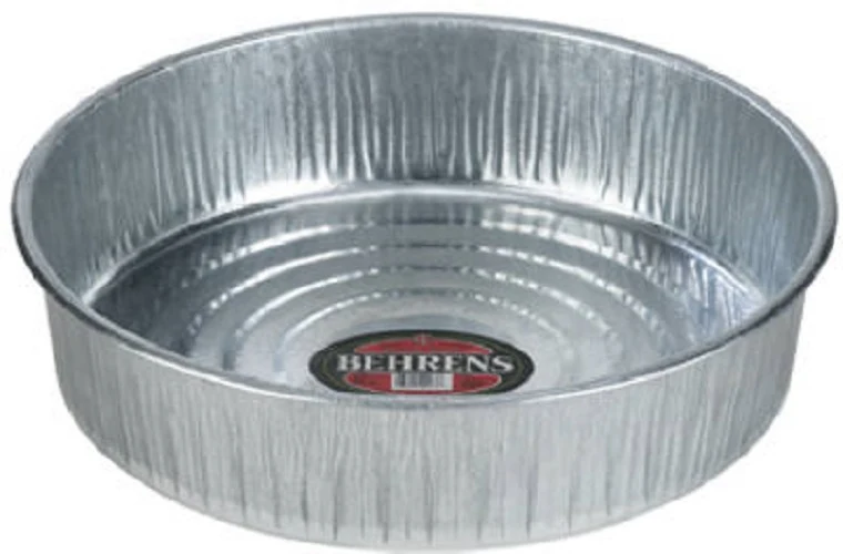Behrens 2168 Galvanized 3.5 Gallon 16" 1 Piece Seamless Hog Pan Tray Feeders - Quantity of 2
