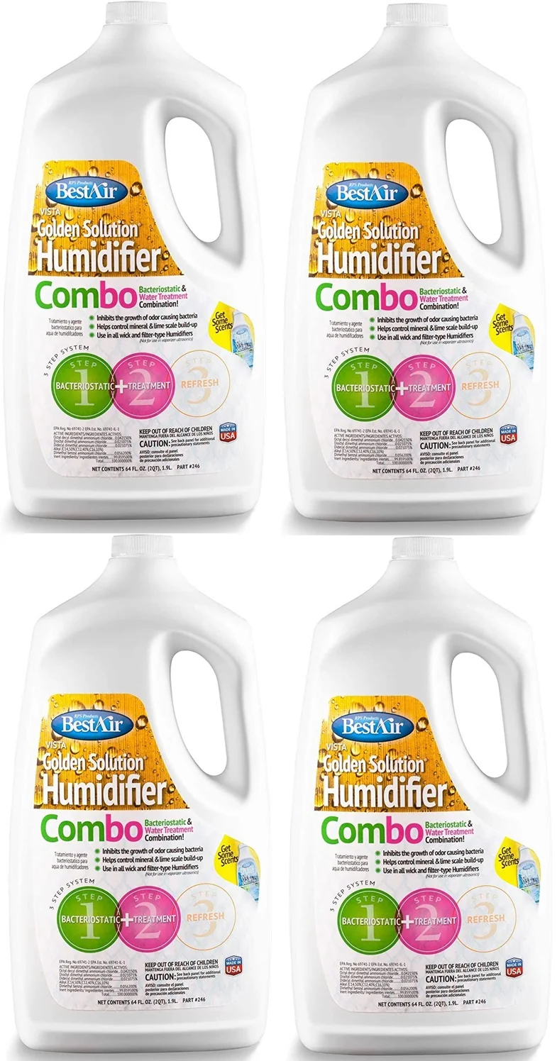 Best Air 246-PDQ 64 oz Bottle Of Golden Solutions Bacteriostatic Humidifier Water Treatment - Quantity of 4