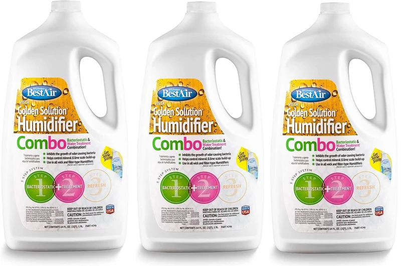 Best Air 246-PDQ 64 oz Bottle Of Golden Solutions Bacteriostatic Humidifier Water Treatment - Quantity of 3