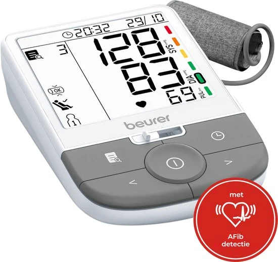 Beurer BM 53 Bloeddrukmeter Bovenarm Premium - Met AFIB detectie - - Met XL Display - Inc. Manchet (22 - 42 cm)