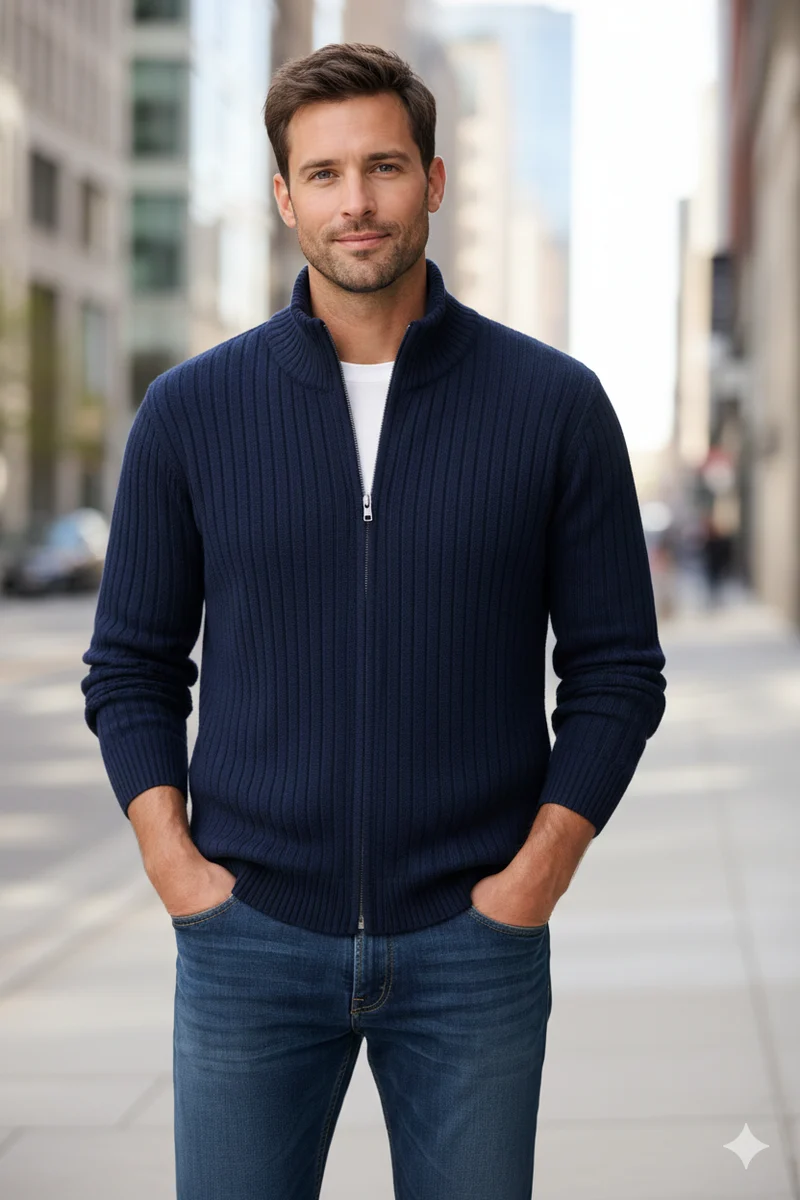 Slim-fit herenvest met ritssluiting – lichtgewicht stretch polyester voor een moderne dagelijkse stijl