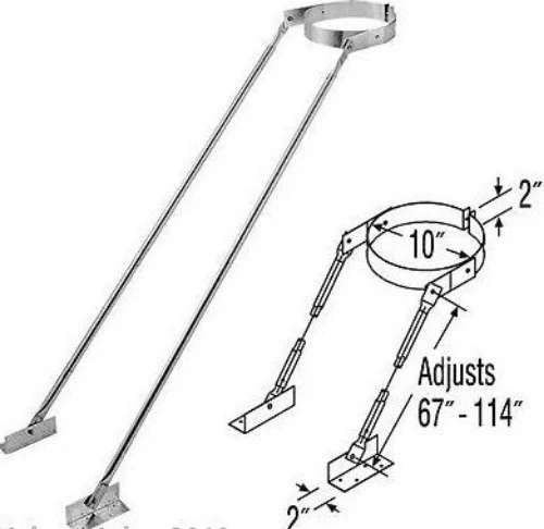 DuraVent 6DP-XRB 6" DuraPlus Extended Chimney Stove Pipe Roof Bracket Support - Quantity of 1