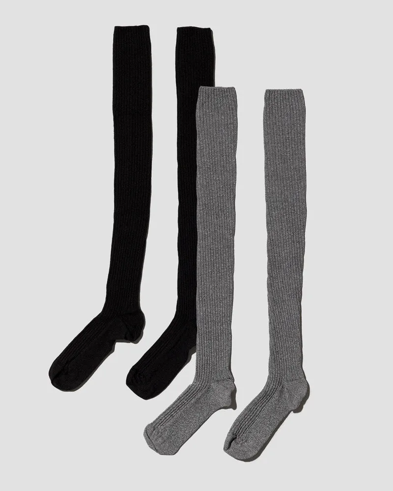 Pack - 2 Overknee Socks (Black / grey)