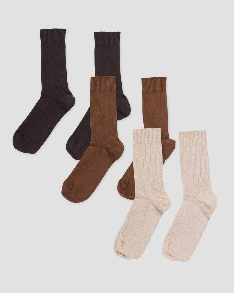 Pack - 3 Rib Overankle Socks (Tactile / ocular / haptic)