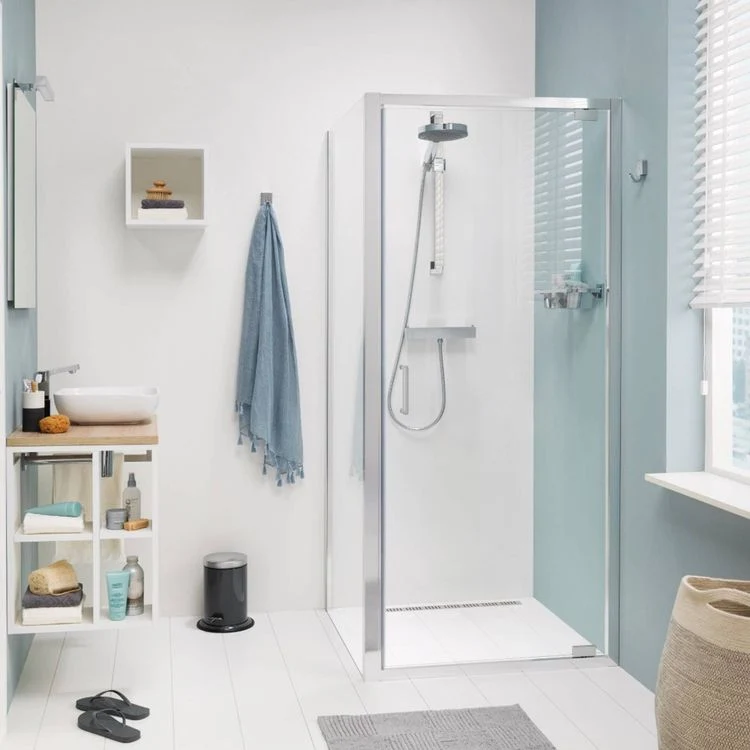Sealskin Compact Draaideur met zijwand, 800x800 mm, zilver hoogglans, 6 mm helder veiligheidsglas