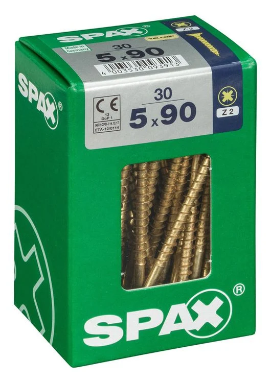 Spax schroef pozidrive verzinkt 5x90mm 30st