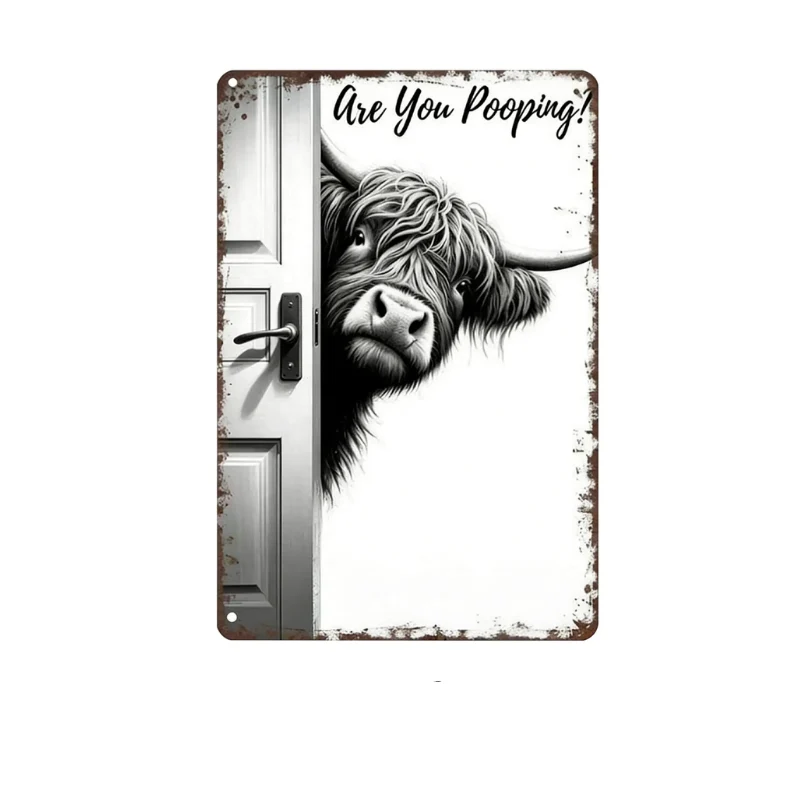 CowFrame™ – Grappig Rustiek Hoogland Koe Frame Badkamerbord