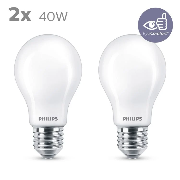 Philips LED lamp peer E27 mat warm wit 3,4W 470LM 2st