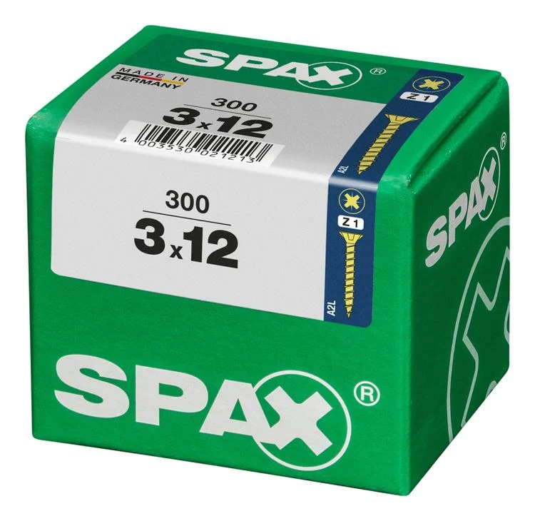 Spax schroef pozidrive verzinkt 3x12mm 300st