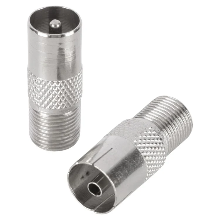 Q-Link coax adapter 1x male, 1x female zilver