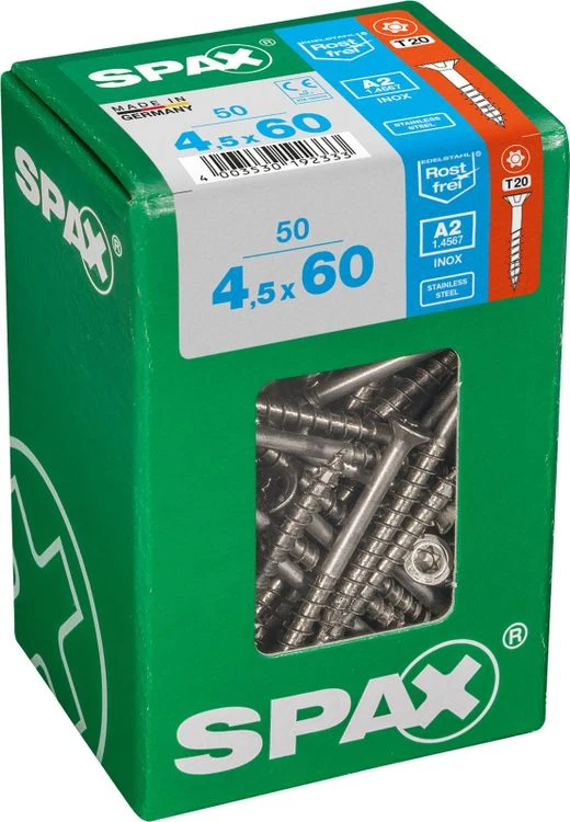 Spax A2 schroef T-star plus verzonken kop 4,5x60mm 50st
