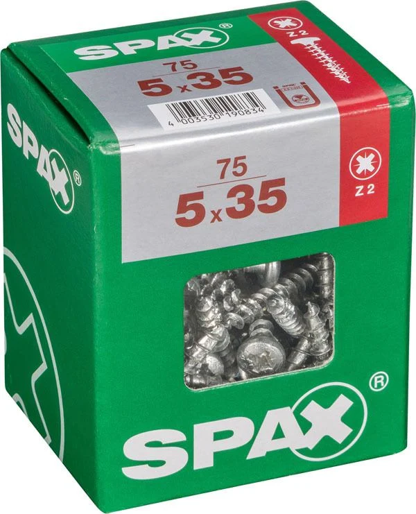 Spax schroef pozidrive bolkop 5x35mm 75st