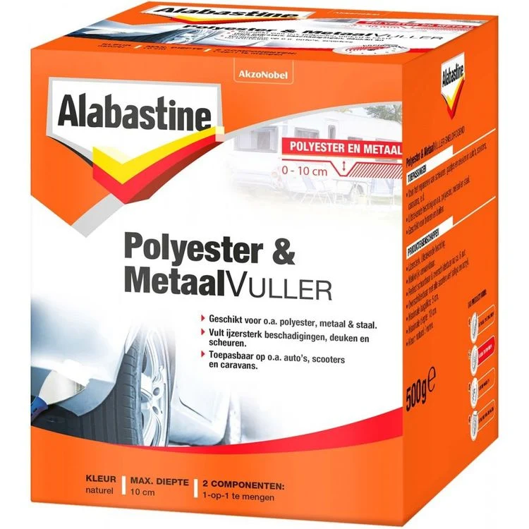 Alabastine Polyester & metaal vuller bruin 500gr