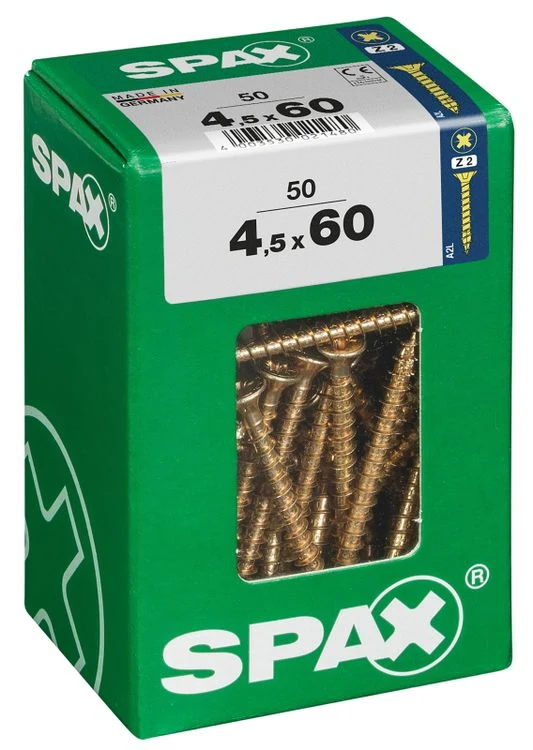 Spax schroef pozidrive verzinkt 4,5x60mm 50st
