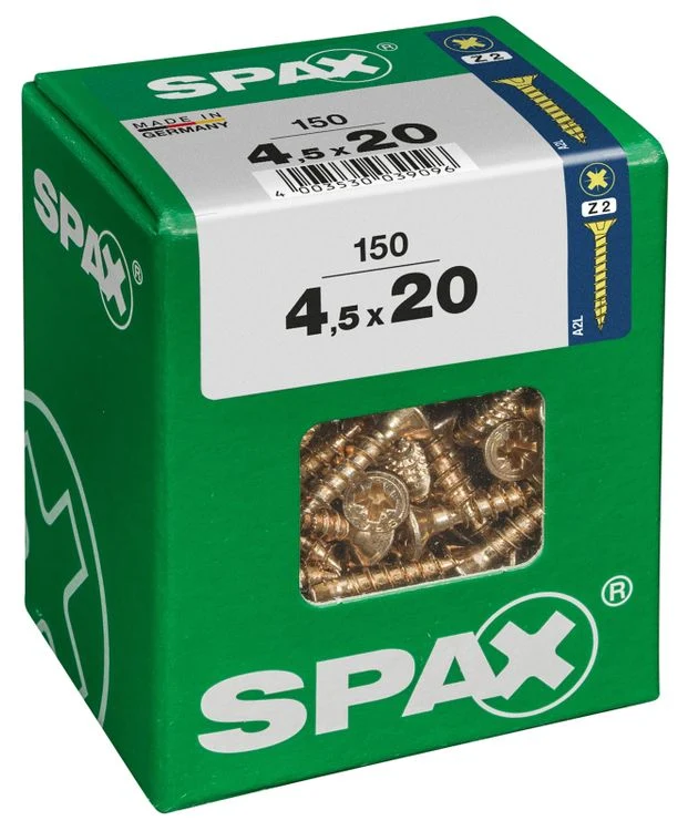 Spax schroef pozidrive verzinkt 4,5x20mm 150st