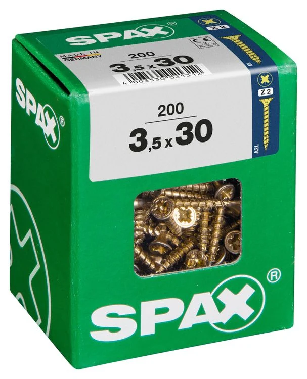 Spax schroef pozidrive verzinkt 3,5x30mm 200st