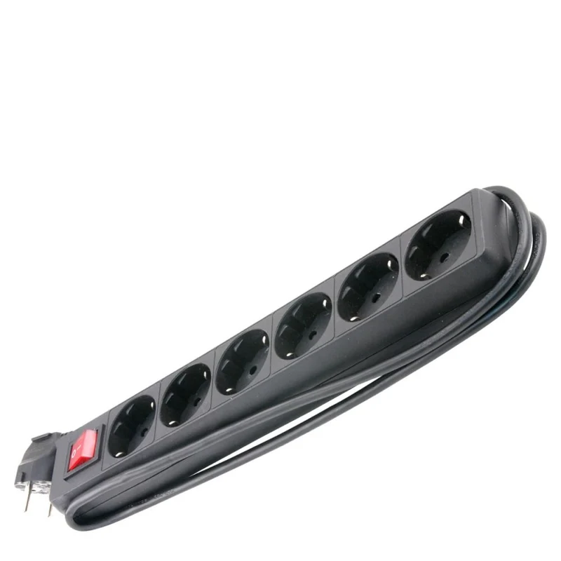 Q-Link stekkerdoos 6-voudig randaarde zwart 1,5m