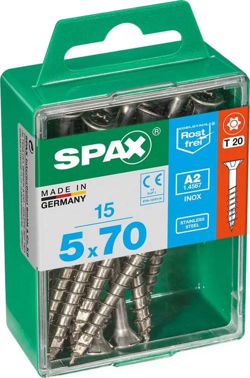 Spax A2 schroef T-star plus verzonken kop 5x70mm 15st