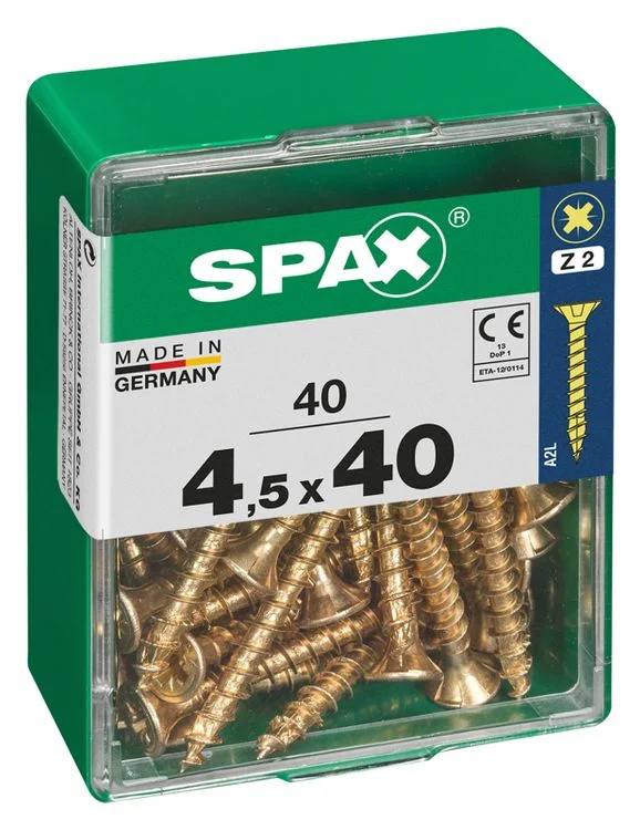 Spax schroef pozidrive verzinkt 4,5x40mm 40st