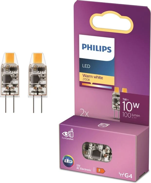 Philips LED capsule G4 helder warm wit 10W 100LM 2st